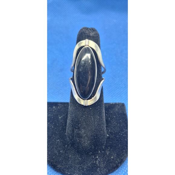 2 sided Turquoise & Onyx silver ring- size 6/6.25- flip ring- Mexican silver 925 - Picture 2 of 9